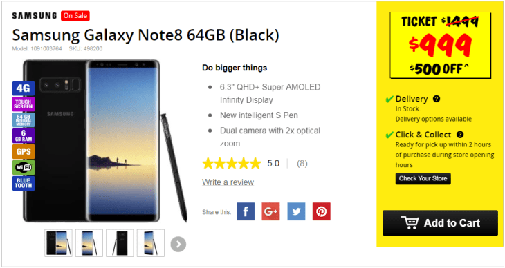 JB Hi Fi Samsung Galaxy Note 8 Oz Retailers Take Amazons Bait With Crazy Black Friday Sales