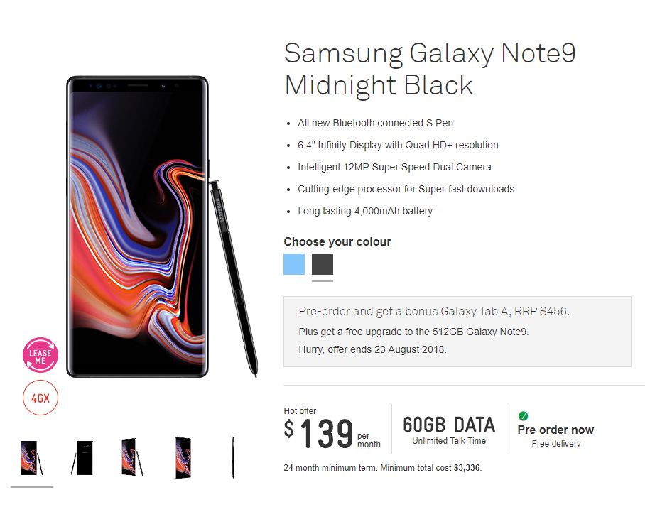 Note 9 Telstra Offers Free Galaxy Tab A With Note 9 Pre Orders