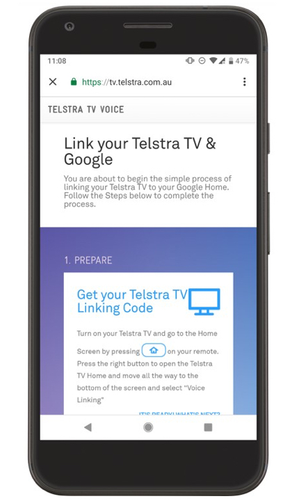 LinkingCode 6 “Hey Google, Play Channel 7 On The Telstra TV”