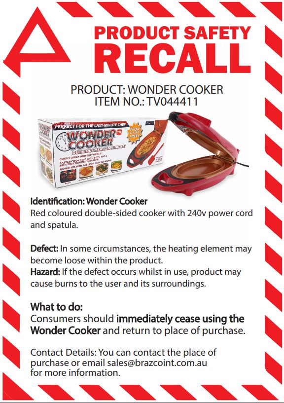 Wonder cooker psa Wonder Cooker Recalled Over Burn Risk