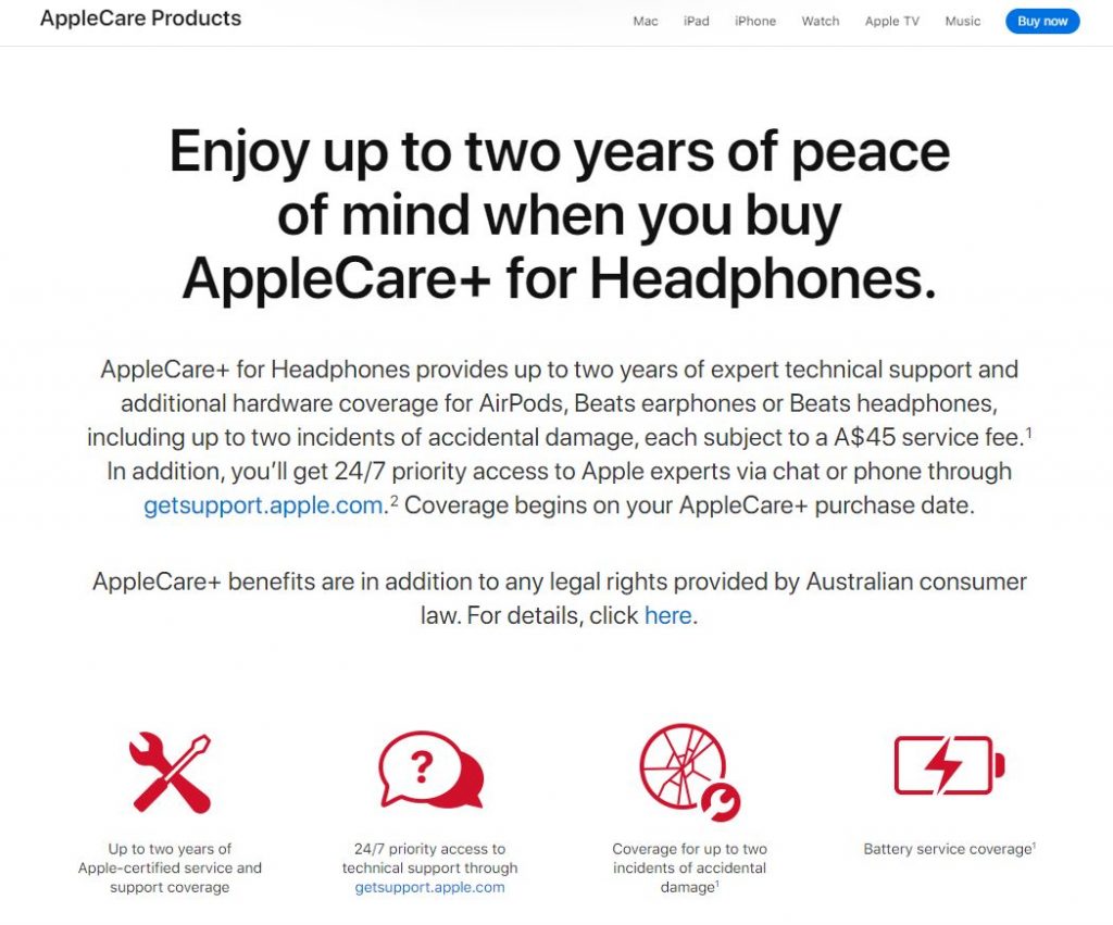 $45 AppleCare+ Plan For Airpods and 